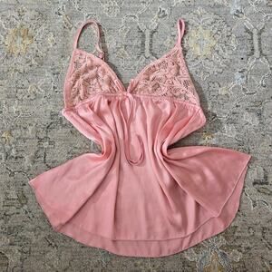 Pink satin lace babydoll